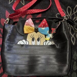 Minnie Mouse Black Crossbody Bag with Colorful Bow
